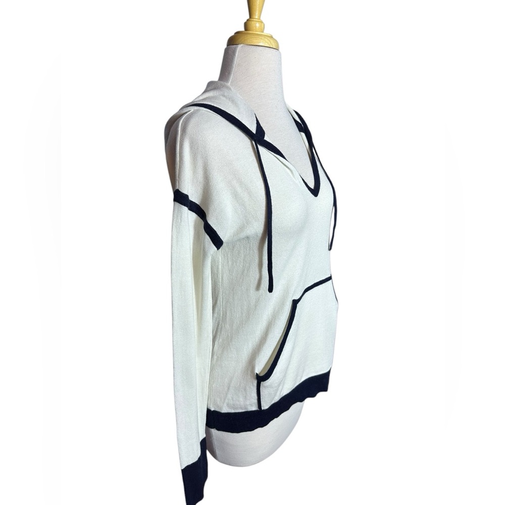 Alashan Cashmere Cotton Knit Long Sleeve V Neckline Hoodie Pullover Swea… - Picture 3 of 11